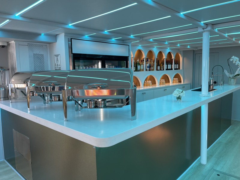 Party Yacht Majorca buffet service area Party Yacht Majorca buffet service area
